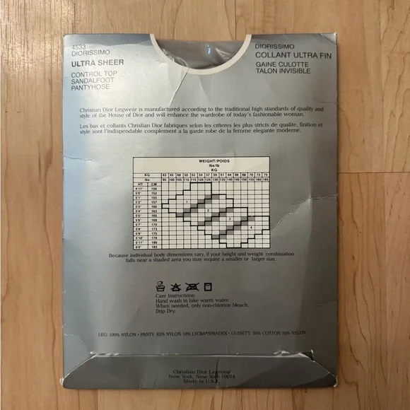 NWT authentic Dior tights - size 1 Christian Dior vintage - Picture 2 of 4